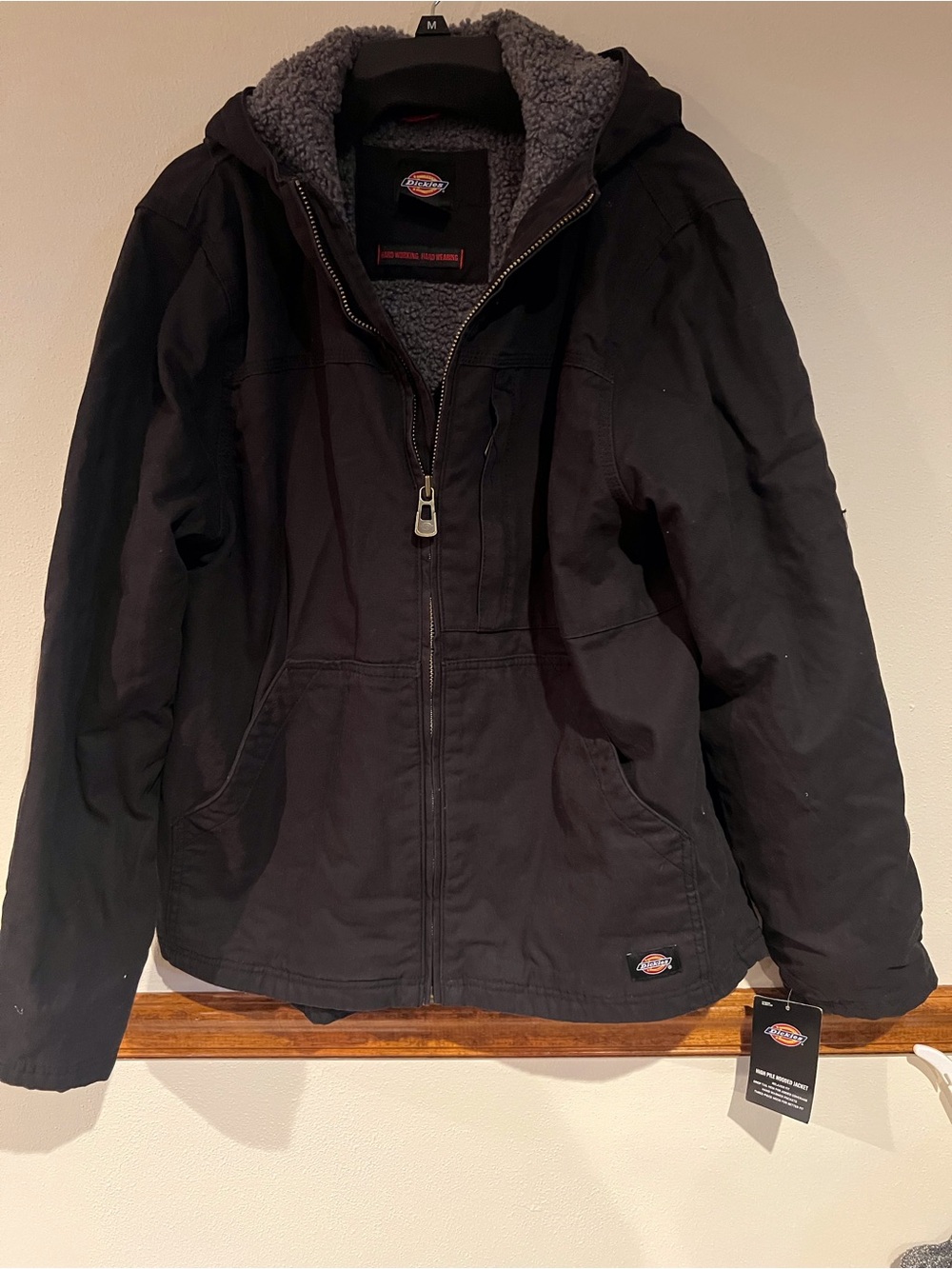 Dickies Black Hooded Sherpa-Lined Trench Coat